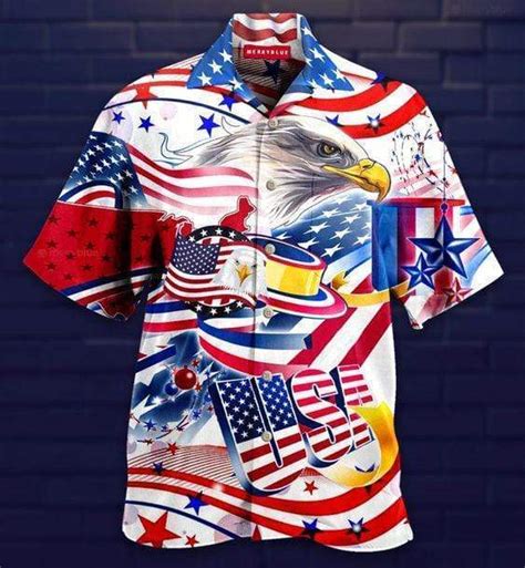 Eagle American Flag Hawaiian Shirt Unisex Adult Hw3219 Fashion