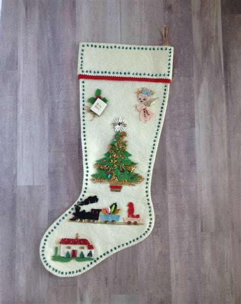 Vintage Christmas Stocking Handmade Felt Christmas Stocking Etsy