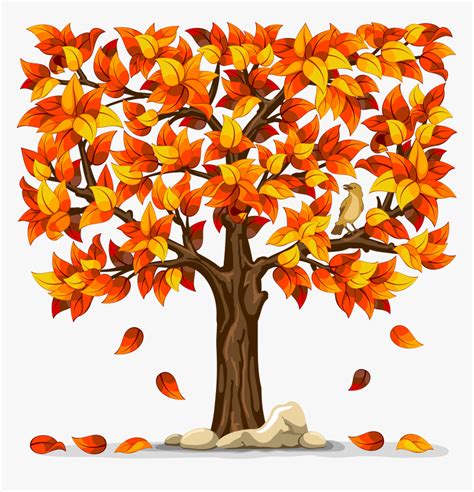 Hd Autumn With Falling Tree With Fall Leaves Hd Png Download Kindpng
