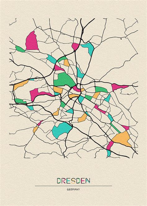 Dresden Germany City Map Drawing By Inspirowl Design Pixels