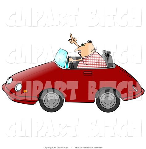 Clip Art Of A Mad Middle Aged Caucasian Man With Road Rage Driving A