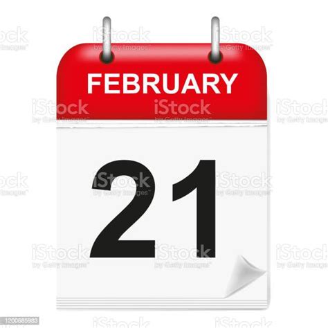 Daily Calendar Sheet In 3d February Day 21 Stock Illustration