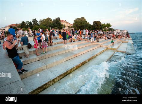 Zadar Croatia September 1 2016 People Visit Famous Sea Organ And