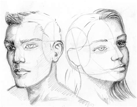 Head construction- Using the Loomis Method : drawing