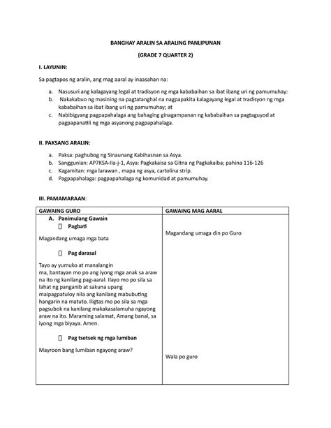 🏷️ Example Of Detailed Lesson Plan In Araling Panlipunan Sample Lesson