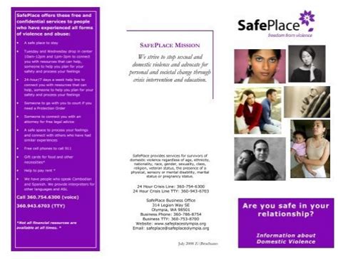 Safeplace Domestic Violence Brochure English