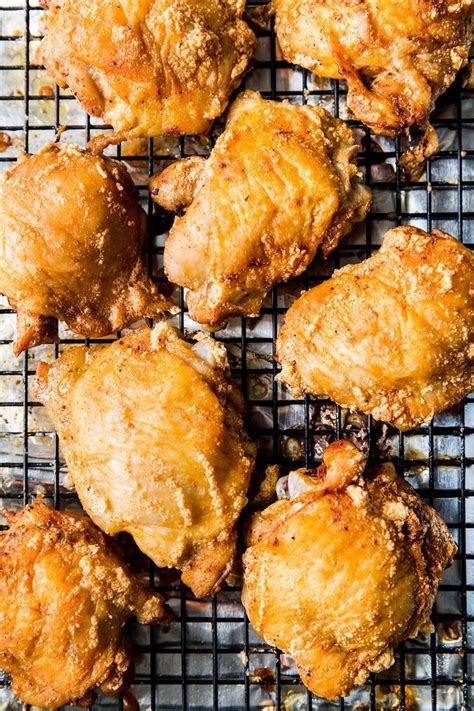 Skip the seasoning and brush with your favorite bbq sauce the last 5 minutes to make great oven baked bbq thighs. Crispy Baked Chicken Thighs Recipe by The Modern Proper ...