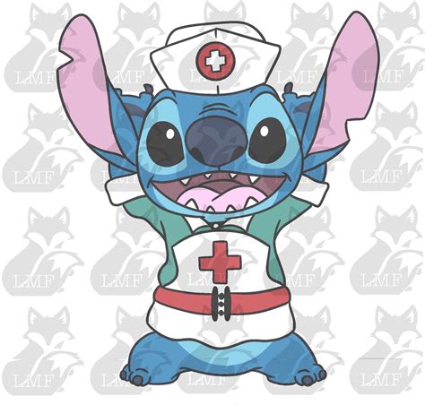 Nurse Stitch Lilo And Stitch Svg Png Layered And Black And Etsy Canada