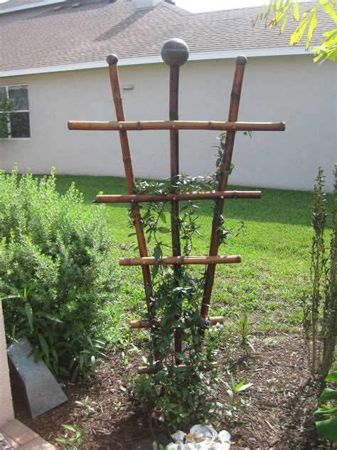 A galvanized steel wall trellis powder coated in black from garden artisans is available for prices ranging from $599 t9 $779 depending on size. Bamboo Trellis made by R Sousa | Bamboo trellis, Garden ...