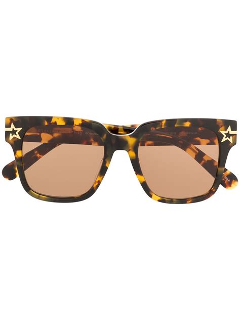 Stella Mccartney Tortoiseshell Oversized Frame Sunglasses In Brown Modesens