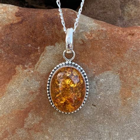 Sterling Oval Amber Pendant Gle Good Living Essentials