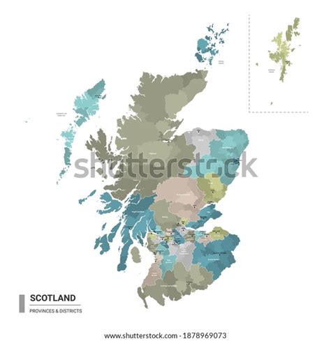 Administrative Map Scotland Districts Cities Name Colored By States