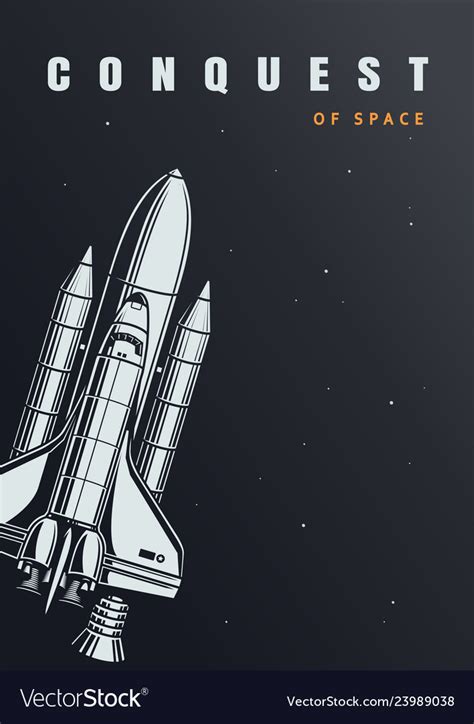 Vintage Space Exploration Poster Royalty Free Vector Image