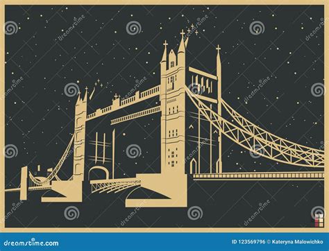 London Tower Bridge Poster Stock Vector Illustration Of Element
