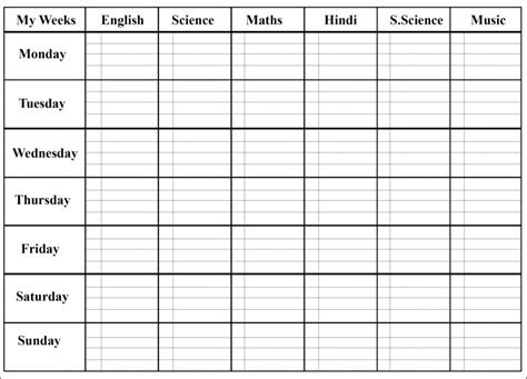 Free Printable Blank Class Schedule Template