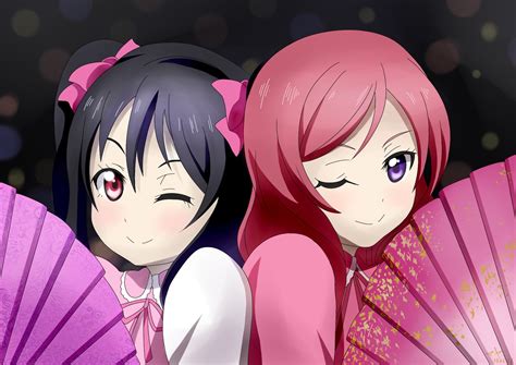 Girls Black Hair Fan Love Live School Idol Project Nishikino Maki Purple Eyes Red