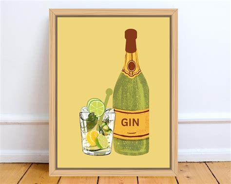 Gin Art Print Instant Download Abstract Gin And Tonic Wall Etsy