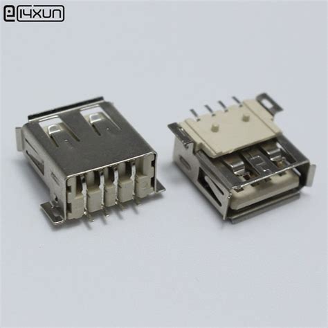 10pcs Usb Type A Female Socket Connector 180 Degrees Smd 4 Pin Plug
