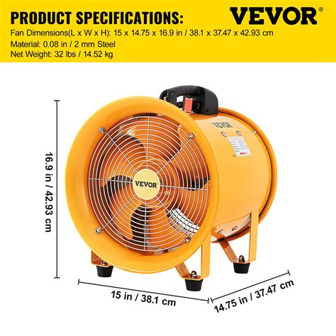Vevor Utility Blower Fan 12 Inches High Velocity Ventilator Portable