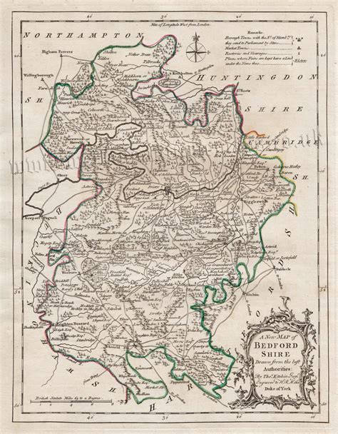 A New Map 0f Bedford Shire Drawn From The Best Authorities By Thomas