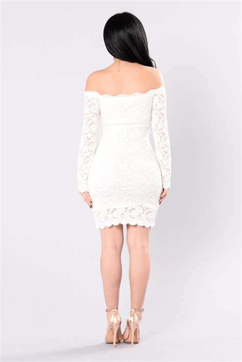 Off Shoulder Lace Bodycon Dress White