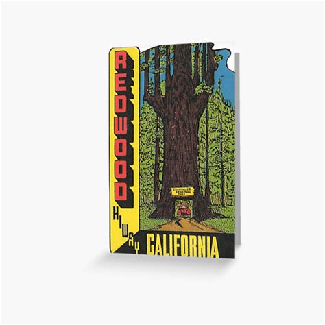 Check spelling or type a new query. "Redwood Highway Drive Thru Tree California Vintage Travel Decal" Greeting Card by hilda74 ...