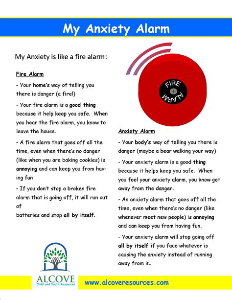 My Anxiety Alarm Worksheet For Kids Alcove Child And