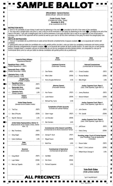 Sample Ballot For 2018 General Election