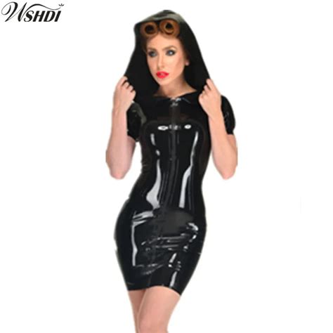 Women Gothic Black Leather Sexy Bodycon Party Dresses Pvc Erotic