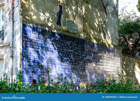 le mur des je t`aime the wall of love in paris france editorial photography image of landmark