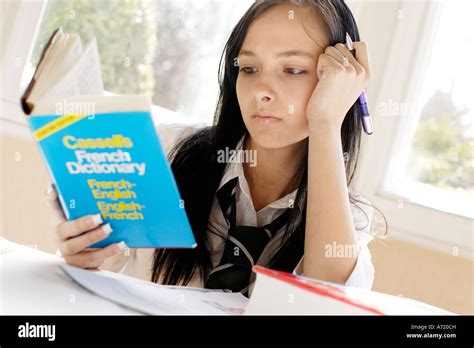 School Girl Doing Homework Stock Photo Alamy