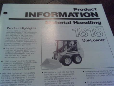 Case Skid Steer Sales Brochure Original 1818 Tractor Uni Loader Ebay