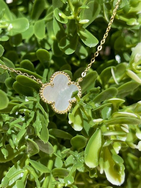 Single Mother Of Pearl Clover Necklace In Sterling Silver Etsy