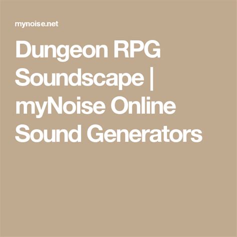 Dungeon Rpg Soundscape Mynoise Online Sound Generators Rpg Dungeon