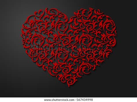 Maybe you would like to learn more about one of these? Red Heart Shaped Floral Pattern Leaves Stock Vector ...