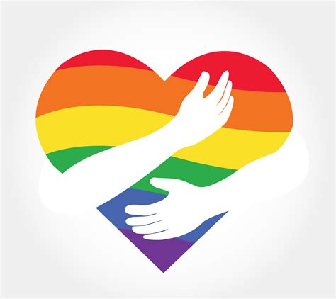abrazando el vector del corazón del arco iris amor bandera lgbt del arco iris en forma de
