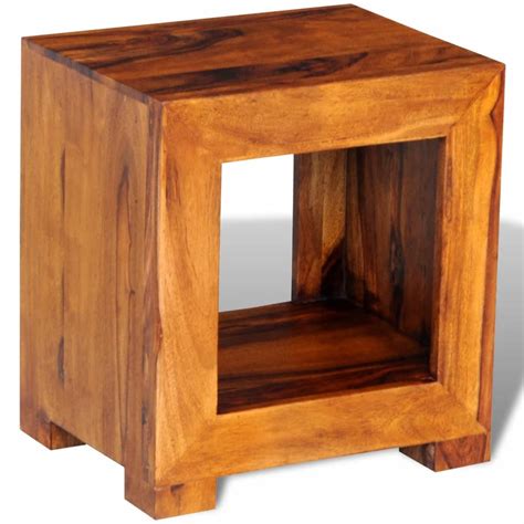 It is an end table that has got a slate top, solid wood construction, chestnut finish, square top and casual design. vidaXL Sheesham Solid Wood Side Table Beside Cabinet ...