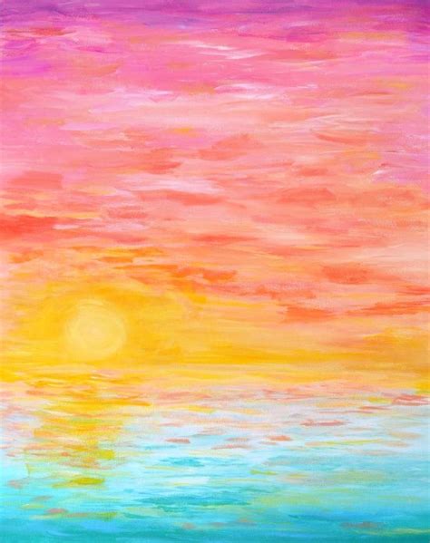 Painting with the setting sun. Original acrylic painting by Hello Monday Design. Tropical ...