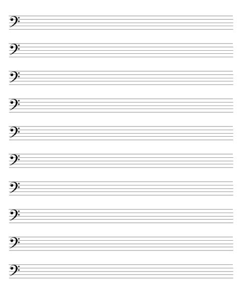 Printable blank sheet music templates in pdf format. http://www.dsokids.com/media/6299/bassstaffsheet.gif | Blank sheet music, Sheet music notes ...