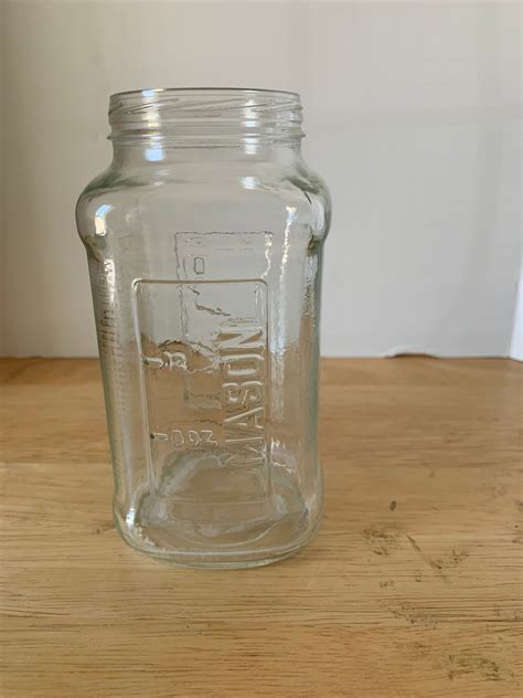 Vintage 12 Ounce Clear Glass Mason Jar With Measurement Side