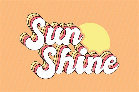 Sunshine Retro Groovy Sun Summer Quote Afbeelding Door Rainbow