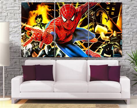 Large Spiderman Wall Art Spider Man Canvas Print Spiderman Etsy