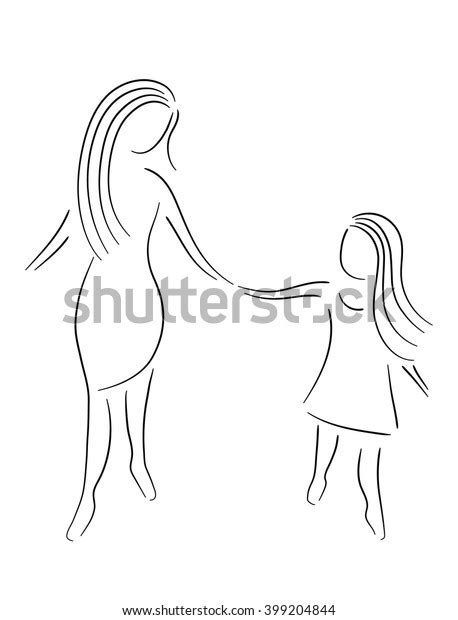 Mother Daughter Holding Hands Stock Vector Royalty Free 399204844