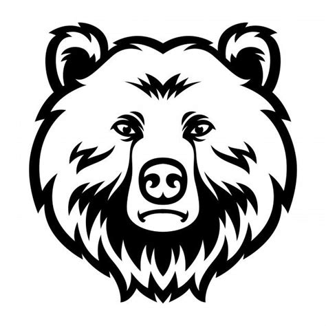 Медведь голова талисман логотип черно белый Премиум векторы Медведь
