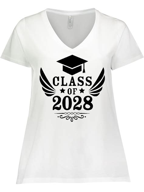 Inktastic Class Of 2028 With Graduation Cap And Wings Womens Plus Size