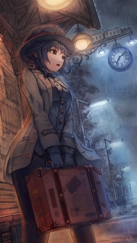 1080x1920 Anime Girl Waiting For Train Iphone 76s6 Plus Pixel Xl