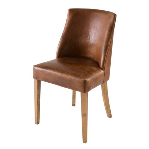 Chaise en cuir marron DianeChaise  50x89x52cm  MAISONS DU MONDE