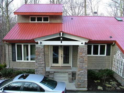 Country Red Metal Roof Exterior Of House New Red Metal Roof Stack