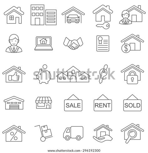 Real Estate Line Icons Setvector Stock Vector Royalty Free 296192300