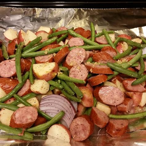 Grilled Sausage With Potatoes And Green Beans Recipe